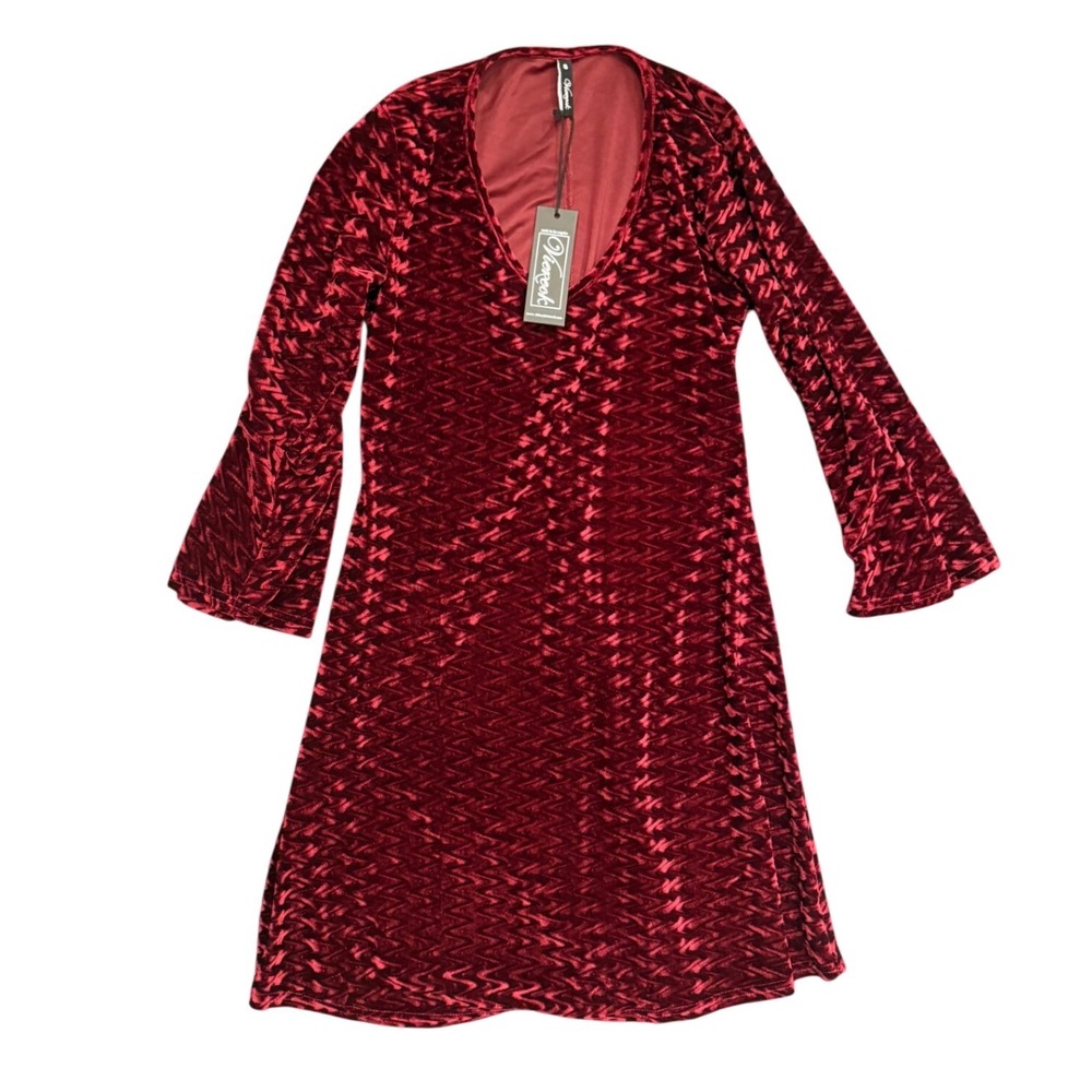 Deborah Viereck Dress Small NWT Burgundy Crushed Velvet Bodycon Cocktail Holiday